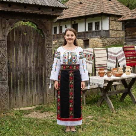 Costume populare - Costum popular format din catrinta , brau si ie - Getuta