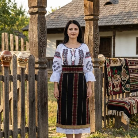 Costume populare - Costum popular format din catrinta , brau si ie - Sandica 2