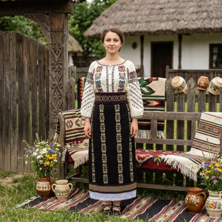 Costume populare - Costum popular format din catrinta , brau si ie - Tricolor