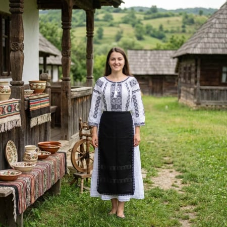Costume populare - Costum popular format din catrinta , brau si ie - Sandica