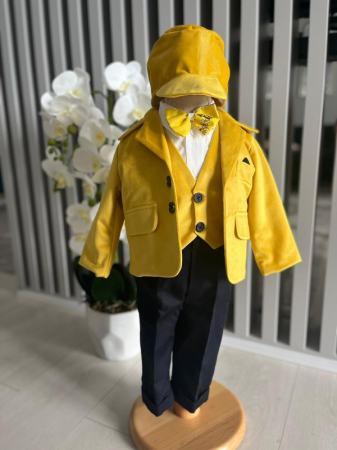 момчета - Costum Print pentru Botez - Galben si Bleumarin