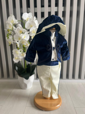 момчета - Costum de Print pentru Botez - Bleumarin