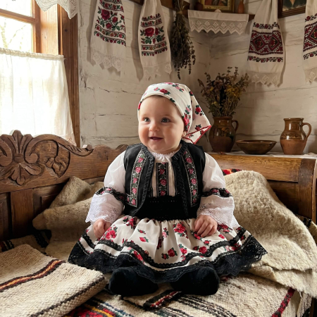 Традиционни детски дрехи - Costum Traditional Fetite 0-12 luni Model IX