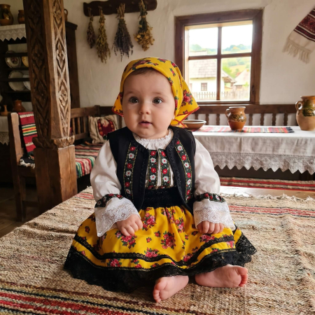 Традиционни детски дрехи - Costum Traditional Fetite 0-12 luni Model IX