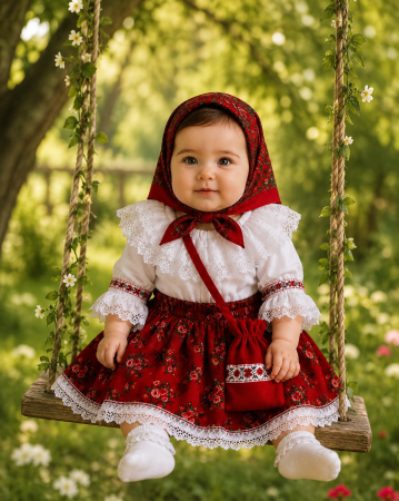 Hainute Traditionale - Costum Traditional Fetite 0-12 luni Model IX