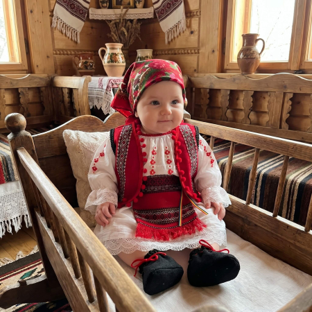 Традиционни детски дрехи - Costum Traditional Fetite 0-12 luni Model IX