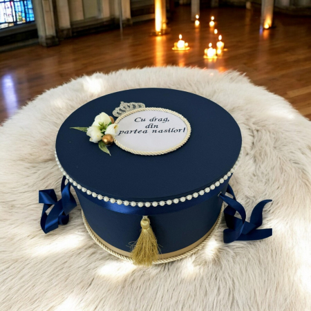 Cufar botez catifea - Albastru [3]