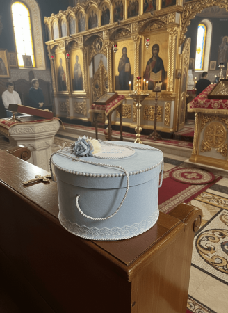 Кадифена кръщелна кутия - синя [1]