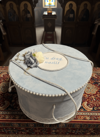 Кадифена кръщелна кутия - синя [4]