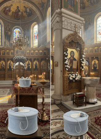 Кадифена кръщелна кутия - синя [2]