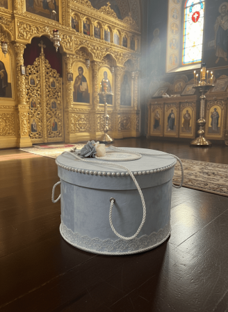 Аксесоари за кръщене - Кадифена кръщелна кутия - синя