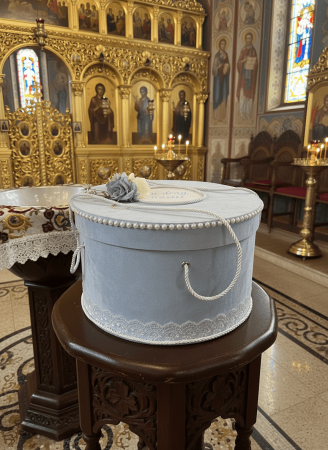 Кадифена кръщелна кутия - синя [3]