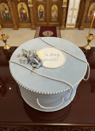 Кадифена кръщелна кутия - синя [5]