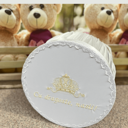 Cufar brodat botez "Cu dragoste, nasii" - Alb [1]