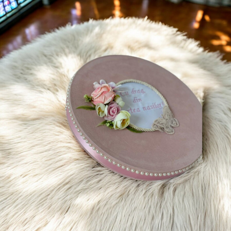 Cufar botez catifea - roz [2]