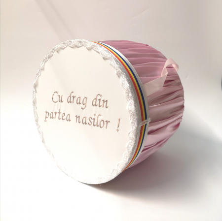 Аксесоари за кръщене - Cutie pentru botez cu broderie “Cu drag din partea nasilor” 4