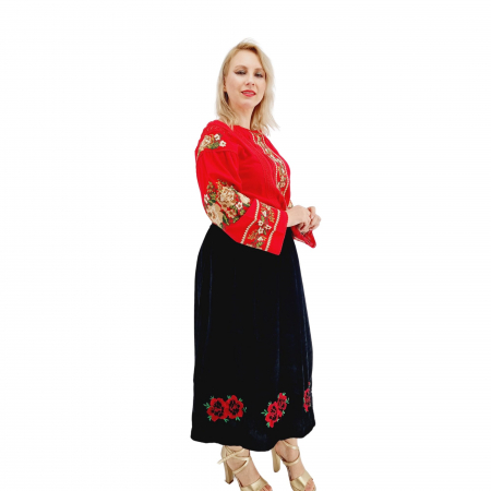 Fusta din catifea cu broderie Carmen [9]