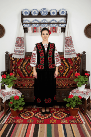 Fusta din catifea cu broderie Carmen [1]