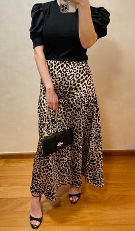 Fustă Midi Satinatӑ cu Print Leopard [1]