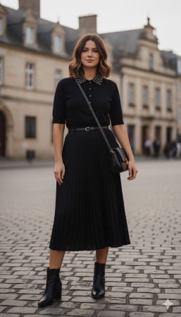 Fuste - Fustă plisată neagră si curea