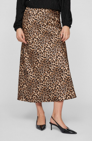 Поли - Fustă Midi Satinatӑ cu Print Leopard