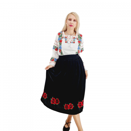 Fusta din catifea cu broderie Carmen [3]