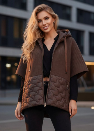 Jacheta tip poncho cu gluga si insertii matlasate [1]