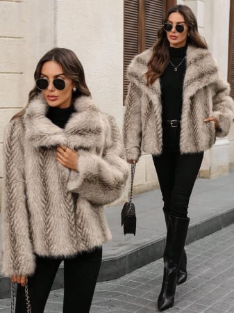 Дамски якета - Елегантно палто от органична кожа в различни цветове – Универсален размер