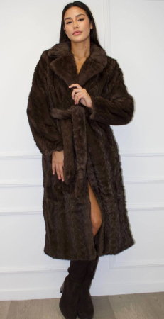 Geci - Palton lung din blană ecologică diferite culori cu cordon