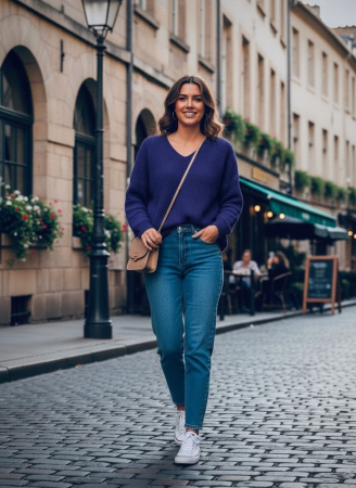 Дамски пуловери - Мек пуловер с V-образно деколте - различни цветове