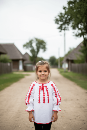 Блузи за момичета с бродерия - Ie traditionala fetite Floricica 4