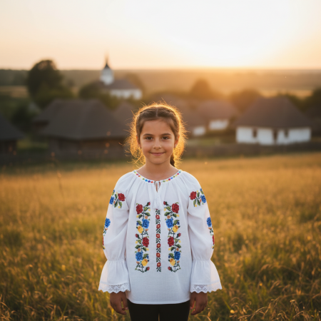 Блузи за момичета с бродерия - Традиционно малко момиченце Лора 3