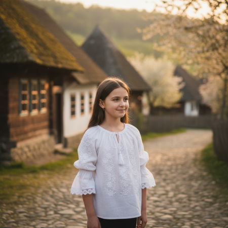 Блузи за момичета с бродерия - Ie traditionala fetite Ramona