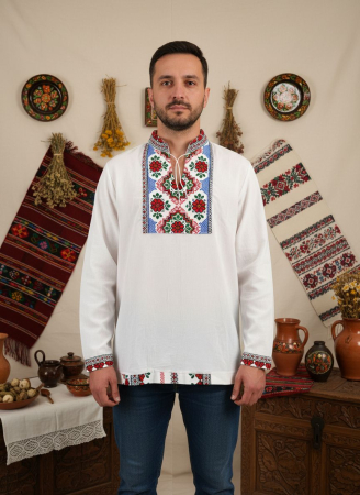 Ii Barbati - Camasa barbateasca stilizata cu imprimeu traditional - Model I