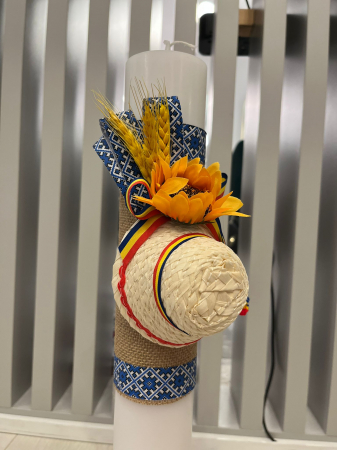 Lumanare Botez Floarea Soarelui Lucrata Manual 32 [2]