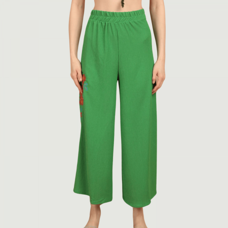 Pantaloni de vara cu broderie verzi [2]