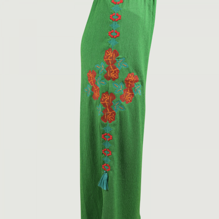 Pantaloni de vara cu broderie verzi [4]