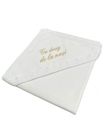 Pled bbc bebelus cu mesaj brodat - Cu drag de la nasi [1]