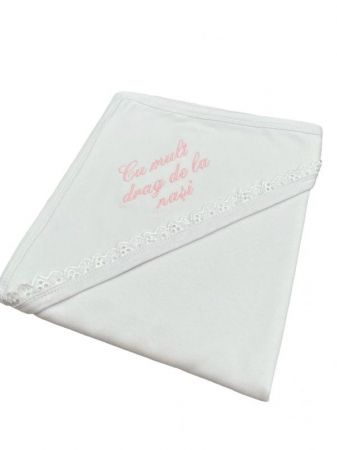 Pled bbc bebelus cu mesaj brodat - Cu drag de la nasi [1]