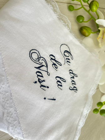 Accesorii botez - Pled bbc bebelus cu mesaj brodat