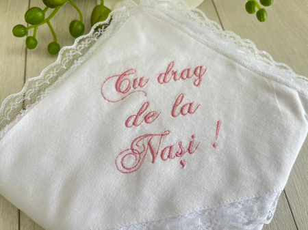 Accesorii botez - Prosop baie cu mesaj brodat