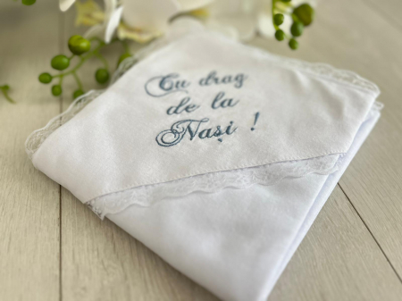 Accesorii botez - Pled bbc bebelus cu mesaj brodat