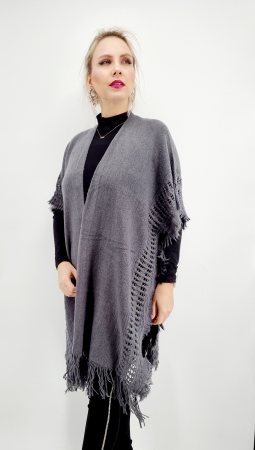 Poncho dama cu maneci gri [1]