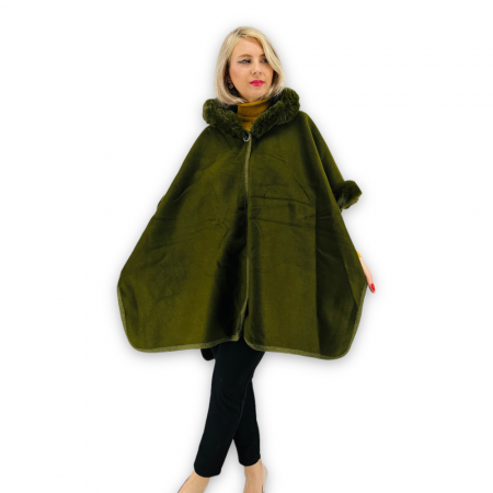 Poncho Dama masura universala culoarea kaki 2 [2]