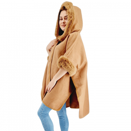 Poncho Dama masura universala culoarea maro 2 [2]