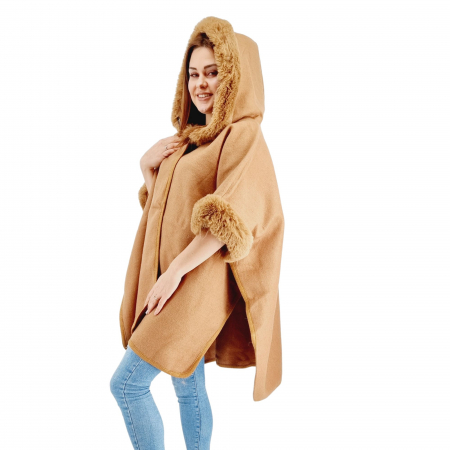Cardigan - Poncho Dama masura universala culoarea maro 2