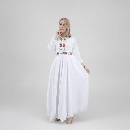Жени - Rochie alba stilizata traditional Afroditha 2