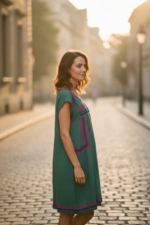 Bluza/Rochie cu broderie verde [1]