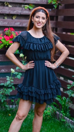Елегантни рокли - Rochie Phoebe mini cu volane
