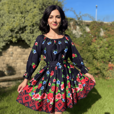 Rochii Elegante - Rochie cu motive florale eleganta Adel